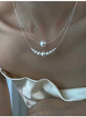 施家强光珍珠纯银渐变项链