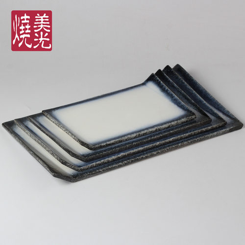 美光烧 星级酒店特色主题餐厅陶瓷长方盘 寿司刺身盘 铁板烧餐具