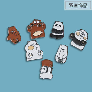 衣服配饰 日韩版 创意可爱熊猫胸针 学生卡通包包装 饰金属徽章别针