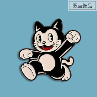 奔跑的黑色猫咪可爱卡通小动物徽章 书包笔袋装饰勋章胸章襟章