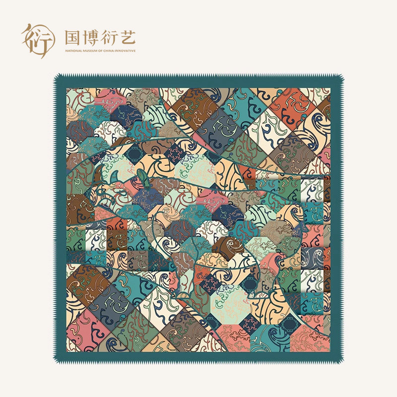 中国国家博物馆云犀围巾披肩女士真丝羊毛方巾春秋撞色礼物情侣