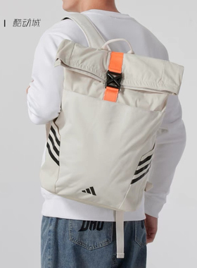 Adidas ROLL TOP BP 徽标男女印花大容量中号双肩包 JN9620