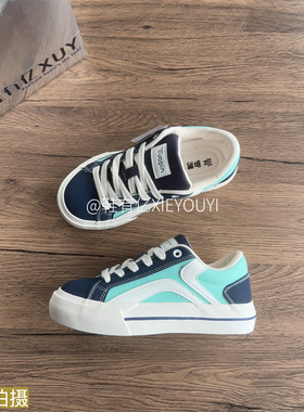 鞋有亿  2025秋冬新款浅蓝色鮀品情侣鞋女款百搭厚底运动板鞋子