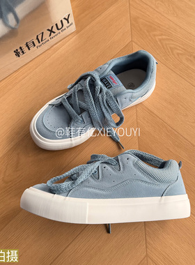 鞋有亿 2025秋冬新款雾霾蓝色面包鞋爆款帆布鞋休闲运动板鞋男潮
