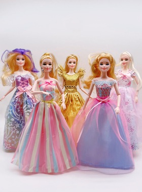 高档黄色晚礼服连衣裙婚纱适11寸Barb 30cm女孩娃娃衣服玩具