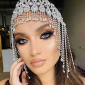 欧美时尚 女士流苏发链个性 夸张舞台表演水钻头饰复古新娘礼服发饰