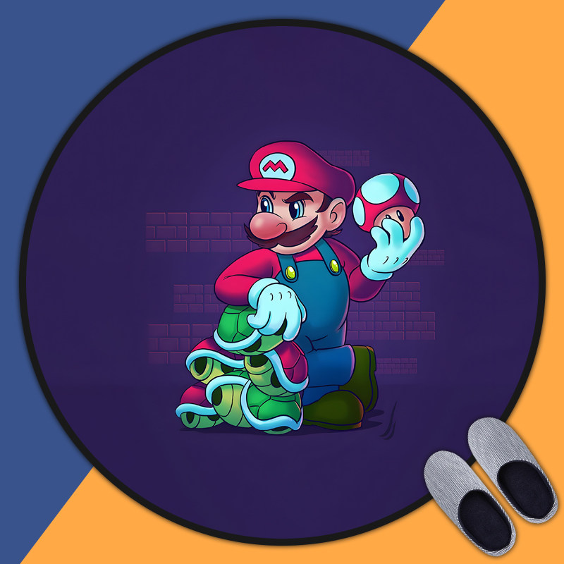 马里奥Mario游戏周边地垫卧室床边毯电脑电竞椅电玩防滑圆形地垫,居家布艺,转椅地垫,淘宝优惠券,粉丝福利购,淘宝优惠卷