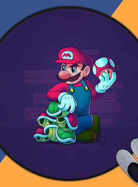 马里奥Mario游戏周边地垫卧室床边毯电脑电竞椅电玩防滑圆形地垫