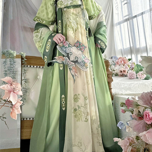 墨晨烟雨【青尘】原创汉服唐制吊带齐胸裙绣花显瘦日常双色套装