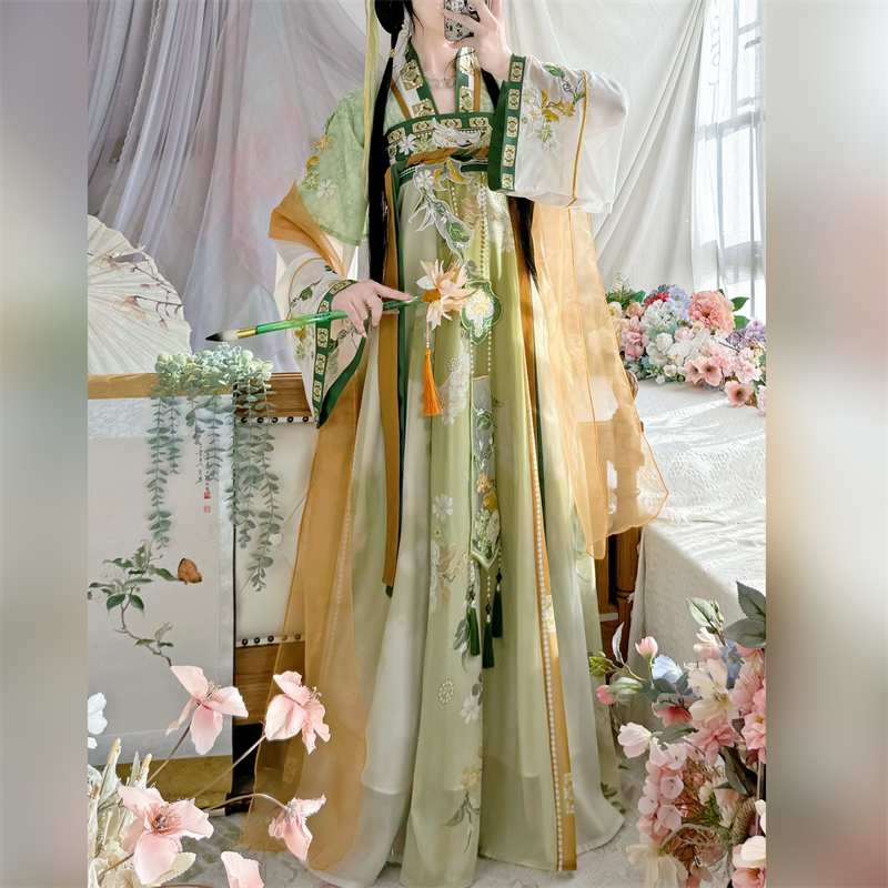 墨晨烟雨怎知春色唐制汉服套装