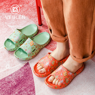 新款维布伦拖鞋女外穿时尚百搭情侣夏家用室内静音印花沙滩凉拖鞋