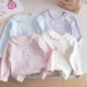 童装 女童长袖 2026新款 春秋季 儿童上衣潮 T恤花边领刺绣卡通打底衫