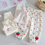 立体卡通草莓蚊波点裤 女童夏装 防潮牌韩版 宝宝洋气儿童个性 休闲裤