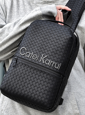 catei karrui胸包男士新款刺绣大容量防水斜挎包时尚前胸包潮包邮