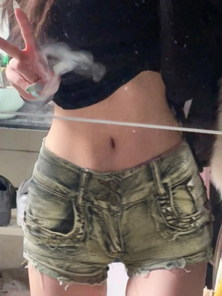 直筒裤超短裤适中牛仔布夏季