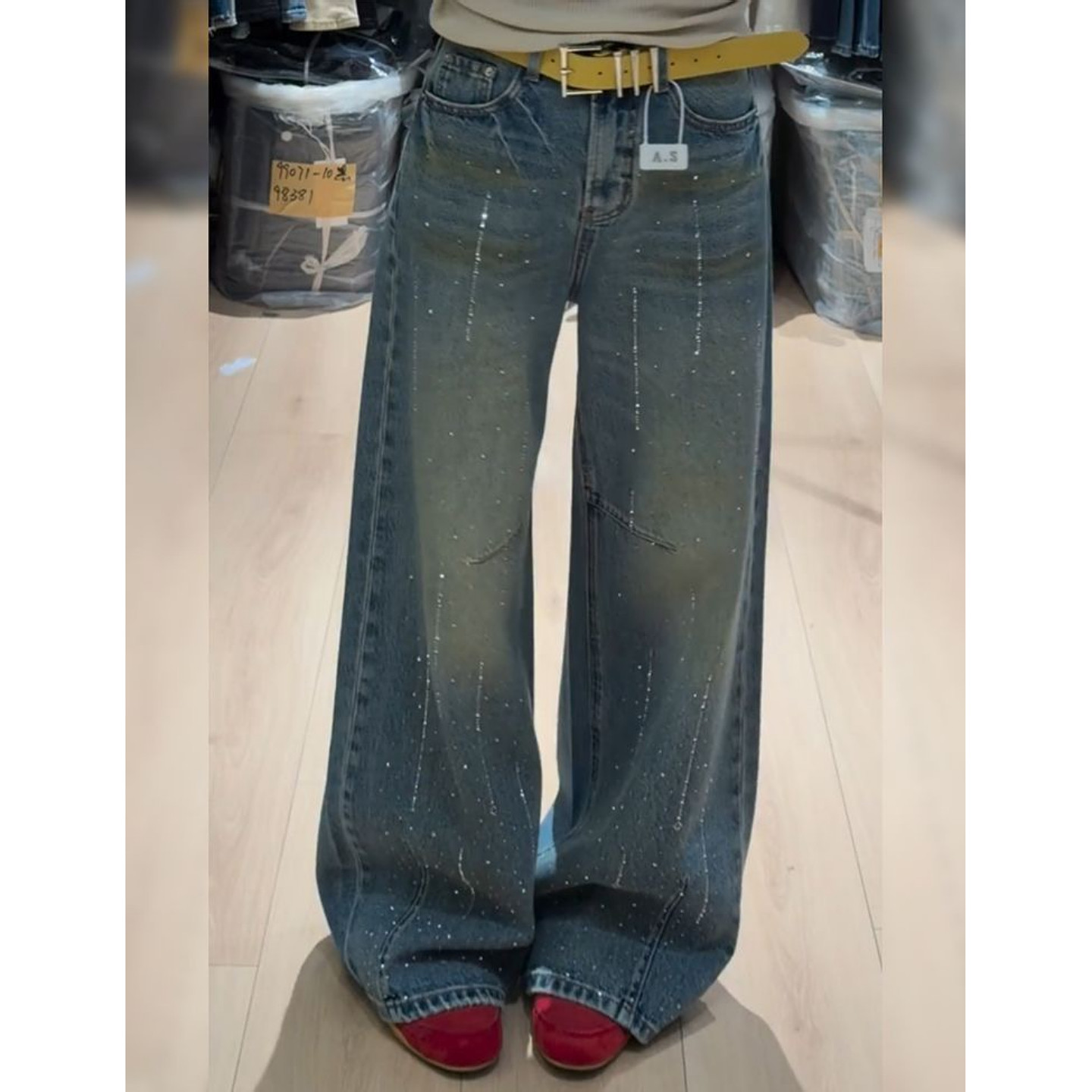 美式vibe复古小众设计感烫钻牛仔裤女2026新款辣妹宽松显瘦拖地裤,女装/女士精品,大码裤装,淘宝优惠券,粉丝福利购,淘宝优惠卷