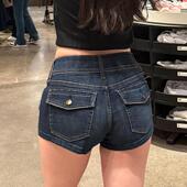 美式 辣妹复古水洗牛仔短裤 女2025夏季 大码 百搭性感包臀显瘦热裤 潮