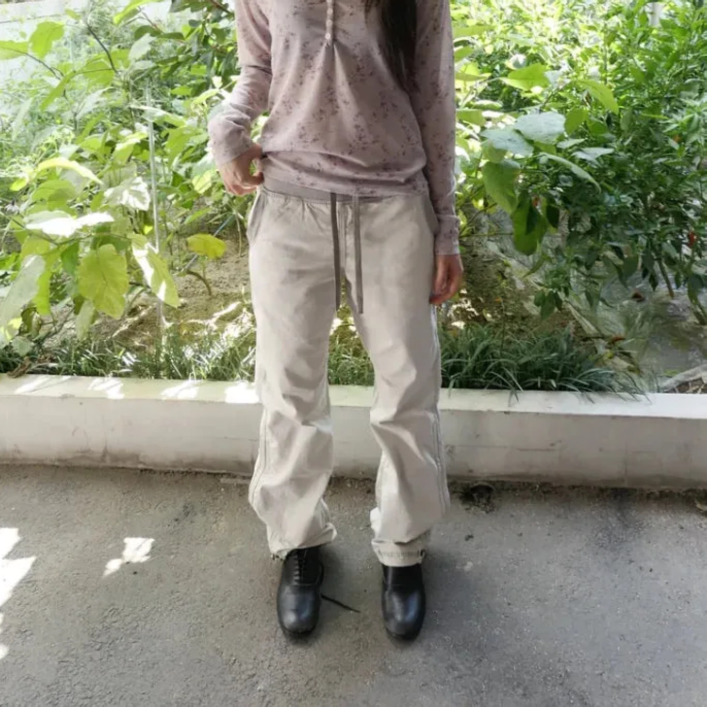 大码美式复古松紧腰抽绳设计感牛仔裤女秋季新款百搭显瘦直筒裤潮
