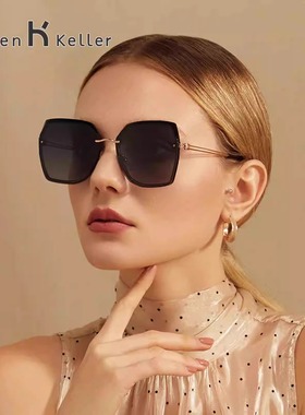 海伦凯勒2022年圆脸大框偏光太阳镜女摩登优雅高清正品墨镜H8927