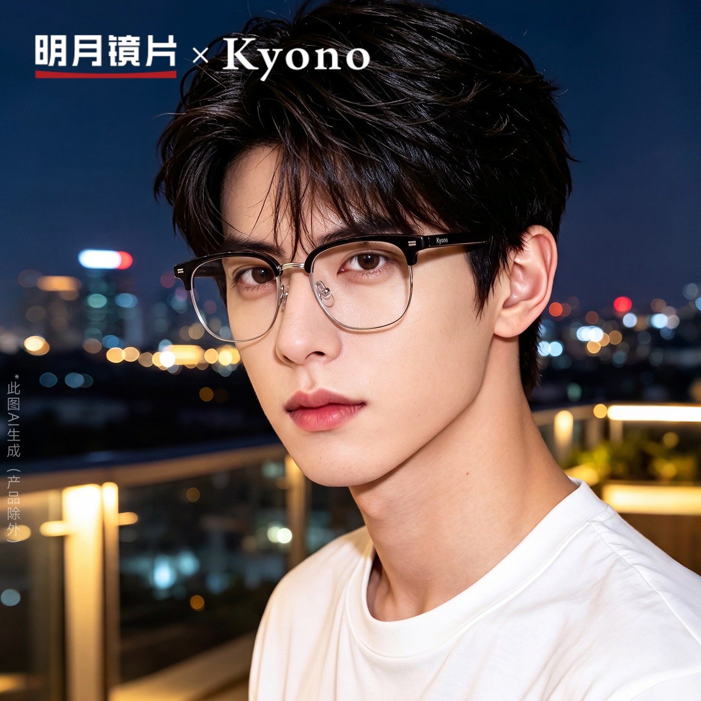 明月镜片京野眉线框眼镜男可配近视有度数眼睛框斯文大框男30241