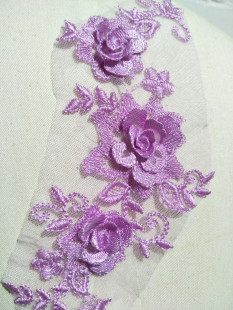 紫罗兰立体花朵蕾丝花刺绣贴补丁帖衣服装饰配件服装辅料对花花边