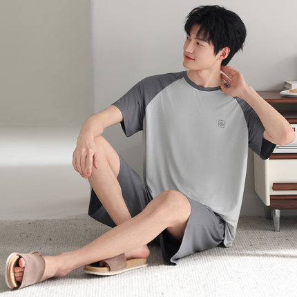凉感莫代尔睡衣套头款2026新款男士短袖冰丝薄款青年家居服男套装
