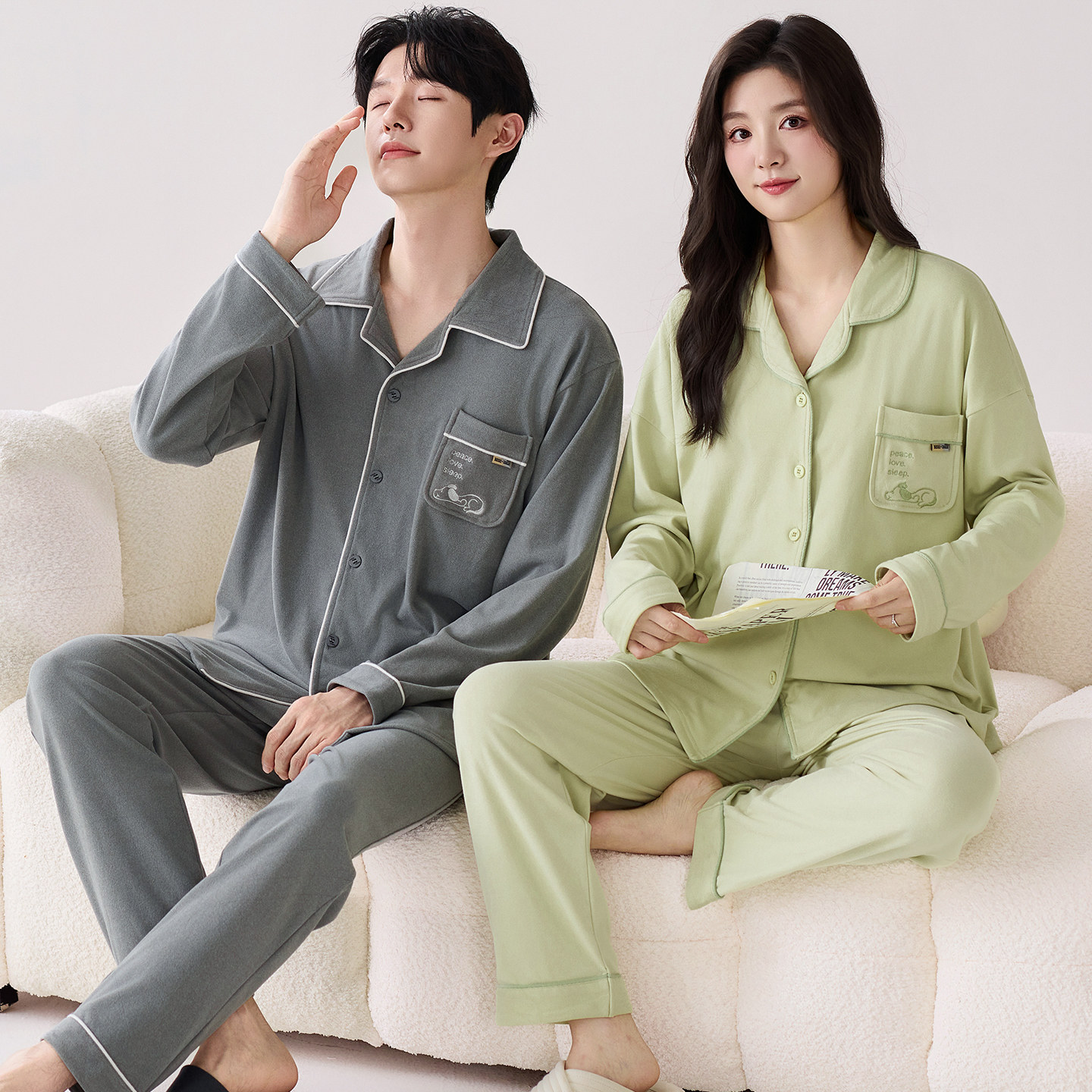 德绒男女士长袖大码可外穿家居服