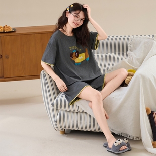 短裤 带胸垫睡衣女夏季 短袖 胖mm2026新款 家居服可外穿 7A类抗菌大码