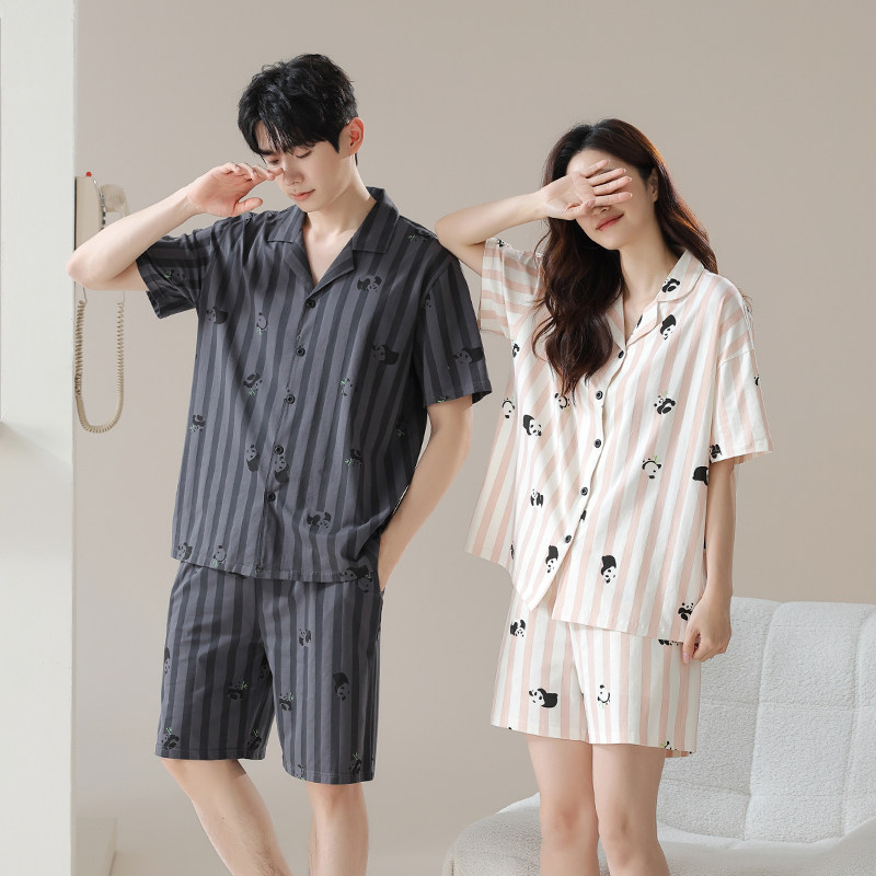 睡衣情侣纯棉条纹家居服7A抗菌