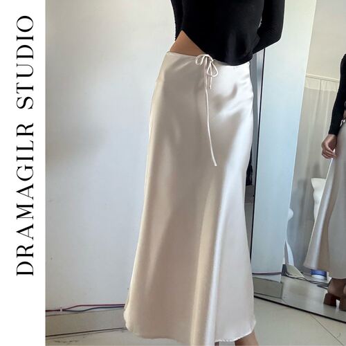 长裙欧美街头H形系带半身裙优雅