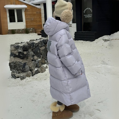 韩国男女童长款过膝羽绒服