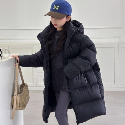 东北户外加厚儿童羽绒服2025新款中大男女童洋气保暖90绒长款外套