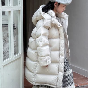 2025冬季新款女童长款过膝羽绒服纯色加厚洋气儿童冬装中大童外套