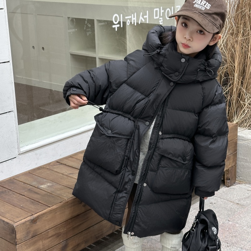 韩版中长款过膝女童羽绒服2025冬季新款加厚洋气女孩中大童外套潮