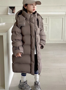 韩国儿童羽绒服2025冬季新款男女童长款过膝90白鸭绒厚洋气中大童