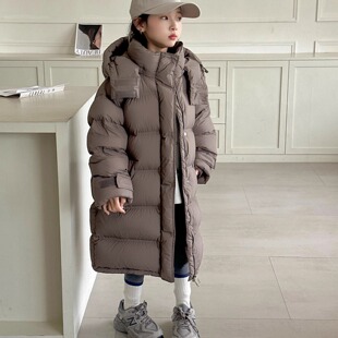 韩国儿童羽绒服2025冬季新款男女童长款过膝90白鸭绒厚洋气中大童