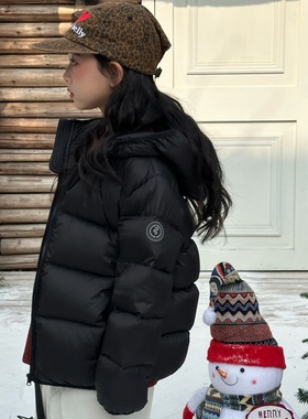 女童短款90白鹅绒羽绒服2025冬季新款男中大童安心绒保暖亲子外套