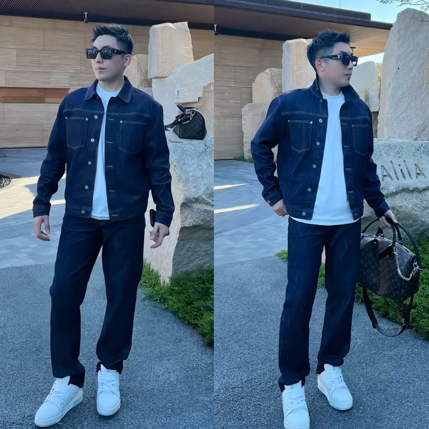 牛仔休闲套装秋季上新男士时尚潮流高级感气质两件套简约复古小众