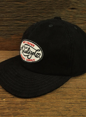 Metalize Sketch Patch黑色灯芯绒复古六片帽子男刺绣徽章棒球帽