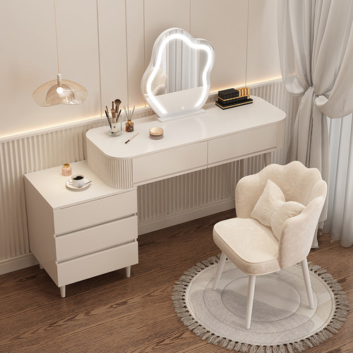 轻奢梳妆台卧室现代简约化妆桌小户型极简奶油风出租房单桌高级感