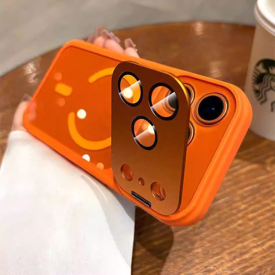 金属全包镜头支架适用苹果17promax手机壳iPhone16plus超好看磁吸硅胶软边防摔保护套14/13高级新品男女外壳