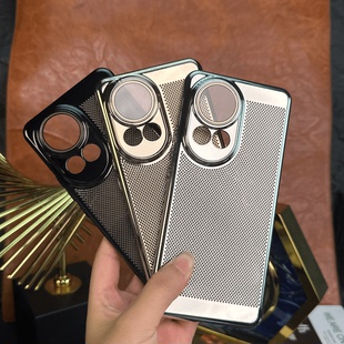 适用华为nova13手机壳Nova14Pro新款电镀网格轻薄镜头全包15ultra自带镜头膜外壳Nova12Pro适合夏天的保护壳