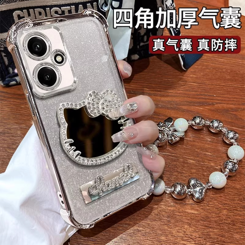 凯蒂镜子电镀四角防摔壳适用荣耀400手机壳400pro新款高级感小众不撞款保护套300女款ins风简约创意防摔外壳