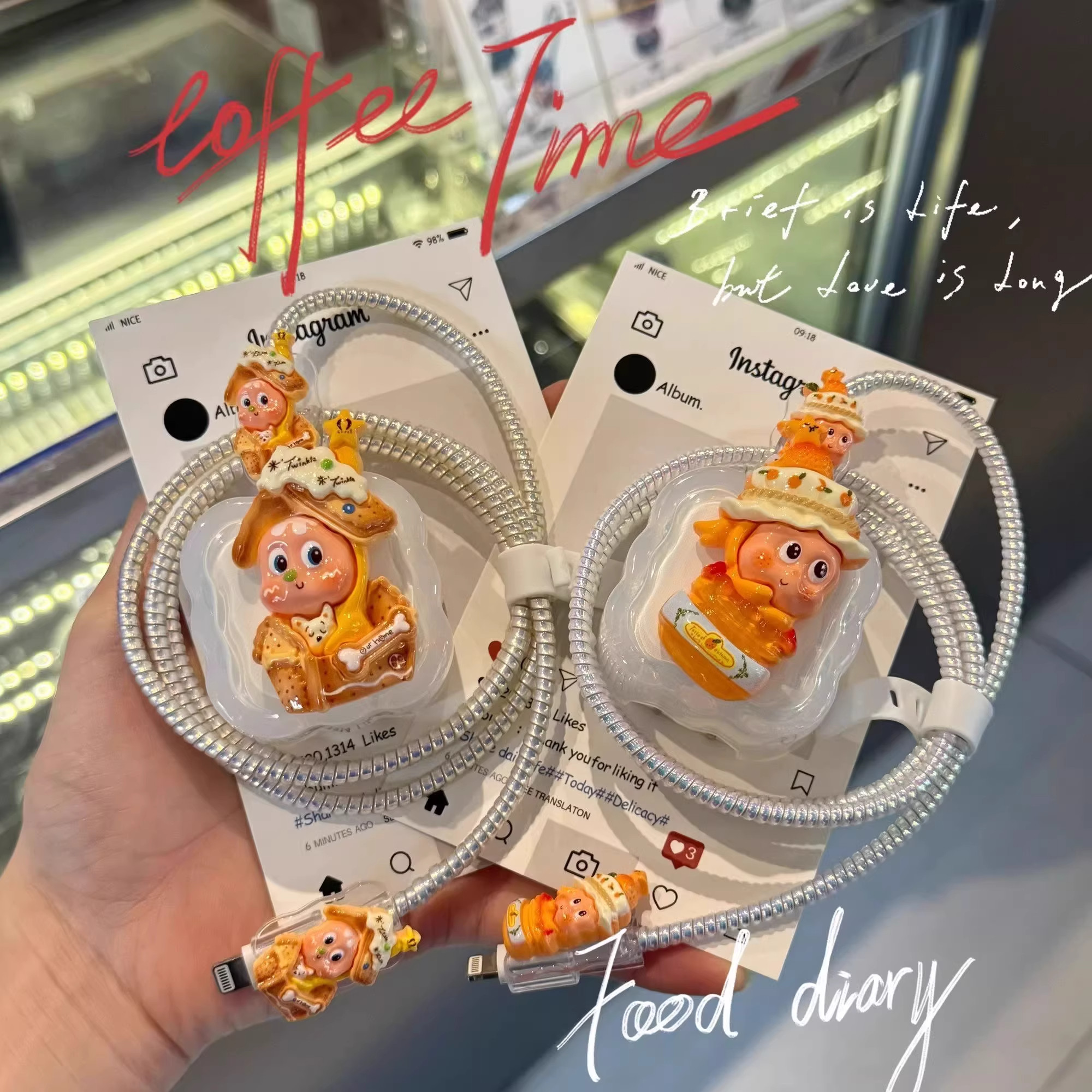 可爱星星人适用苹果20W充电器保护套17/16防折断40w数据线缠绕器