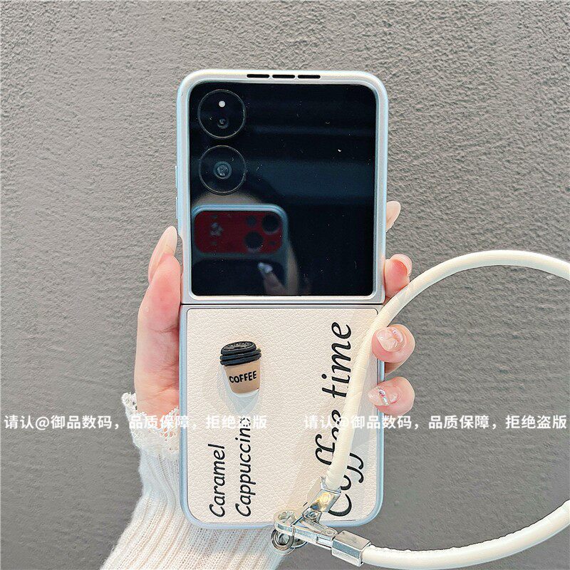 适用小米mixflip手机壳mixflip2新款2026网红爆款巨好看带挂绳保护套pocket2男女款小众咖啡金属折叠皮纹外壳