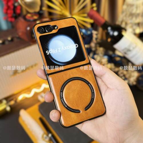 适用三星zflip5疯马纹磁吸手机壳