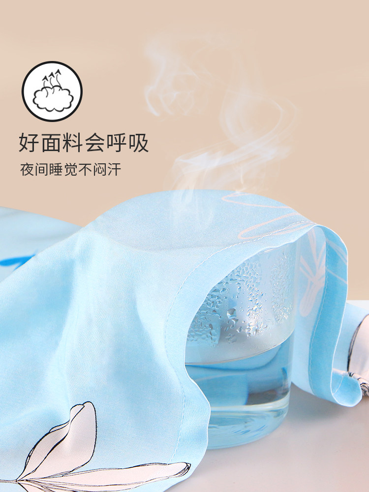 여름 여성 면 실크 얇은 캐주얼 라운드 넥 잠옷 가정 및 실외 착용 인공 면화 느슨한 반팔 탑 에어컨 의류