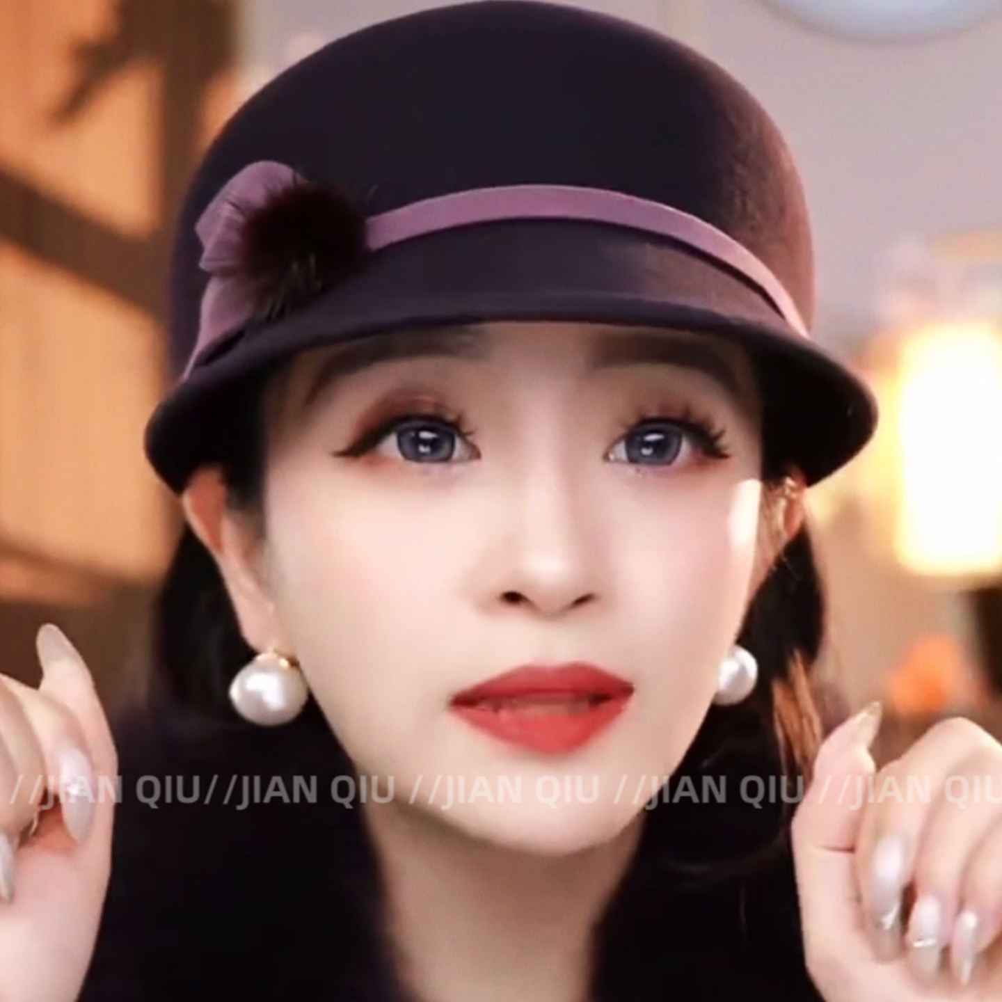 时尚复古紫色秋冬港风马术帽新款高级感百搭羊毛礼帽轻奢定型帽子,服饰配件/皮带/帽子/围巾,帽子,淘宝优惠券,粉丝福利购,淘宝优惠卷