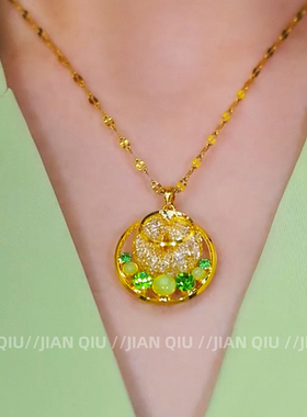 时尚圆形精致镂空网状锆石项链