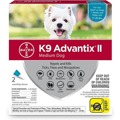 美国代购K9 Advantix II Flea Tick Prevention Medium Dogs